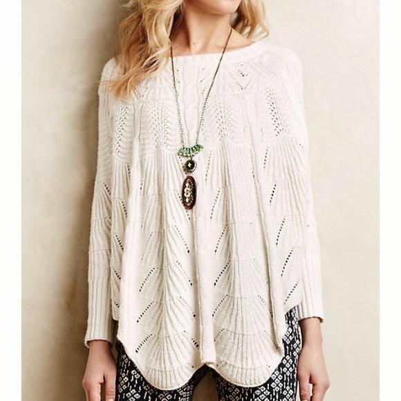 Anthropologie Sweaters - Anthropologie Mirabelle Stitched Poncho Sweater